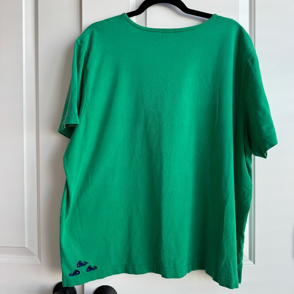 Quacker Factory Emerald Whale 🐳 Rhinestone Tee 3X - Picture 3 of 7